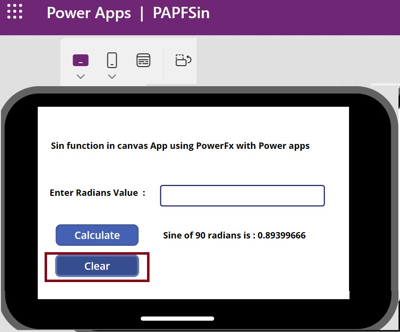 Clicking the clear button